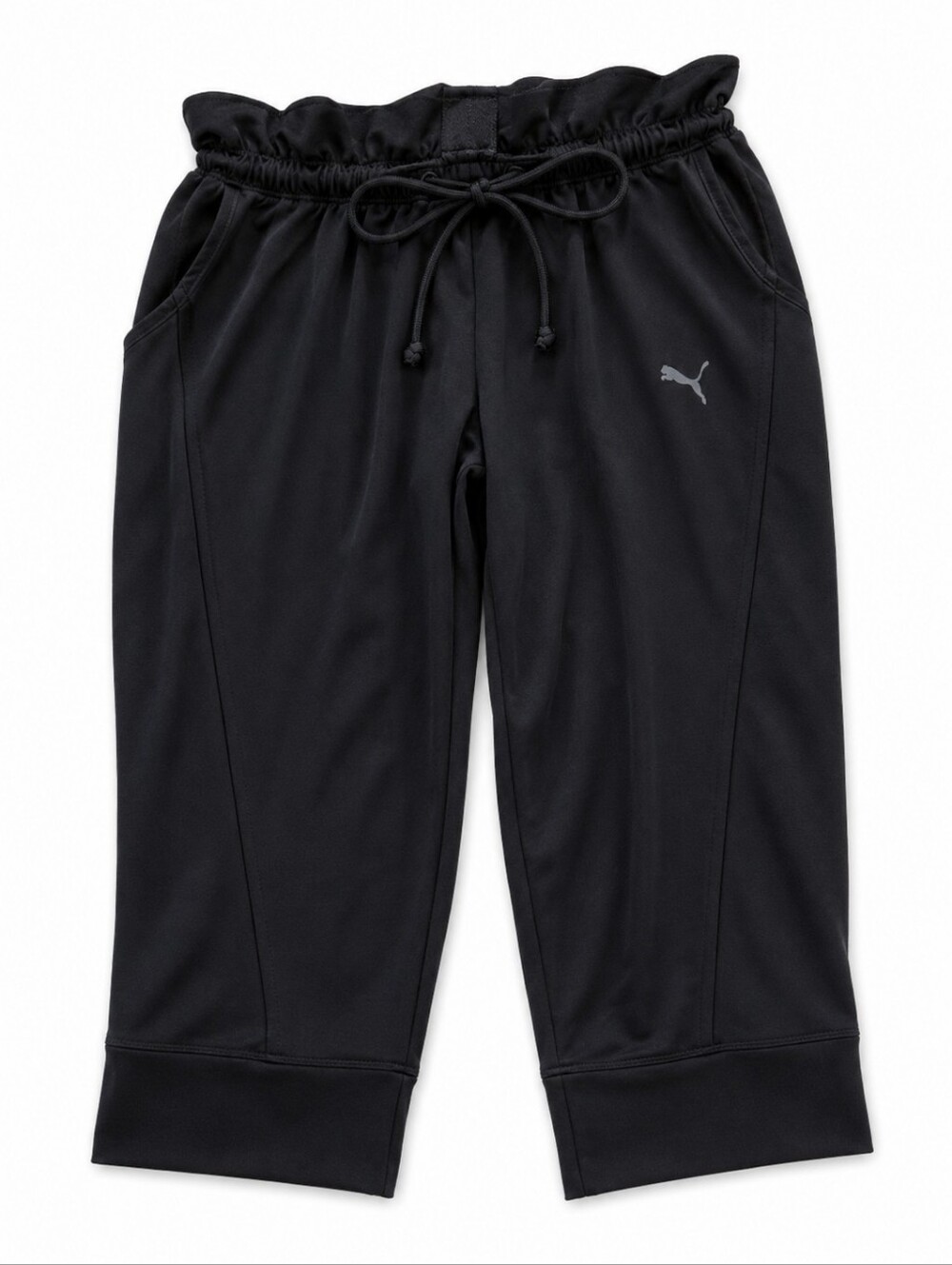 PUMA Women's Black Cropped Jogger Pants Size XL – Elastic Waist Drawstring